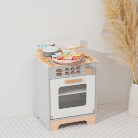 Little Orchard Baby Wooden Mini Oven Toy for Toddlers - 18in-High Pretend Play Cooking Baking Kitchen Set - Compact Toy Oven Playset - Safe Design & Quick Assembly - Role-Playing Gift for Boys & Girls