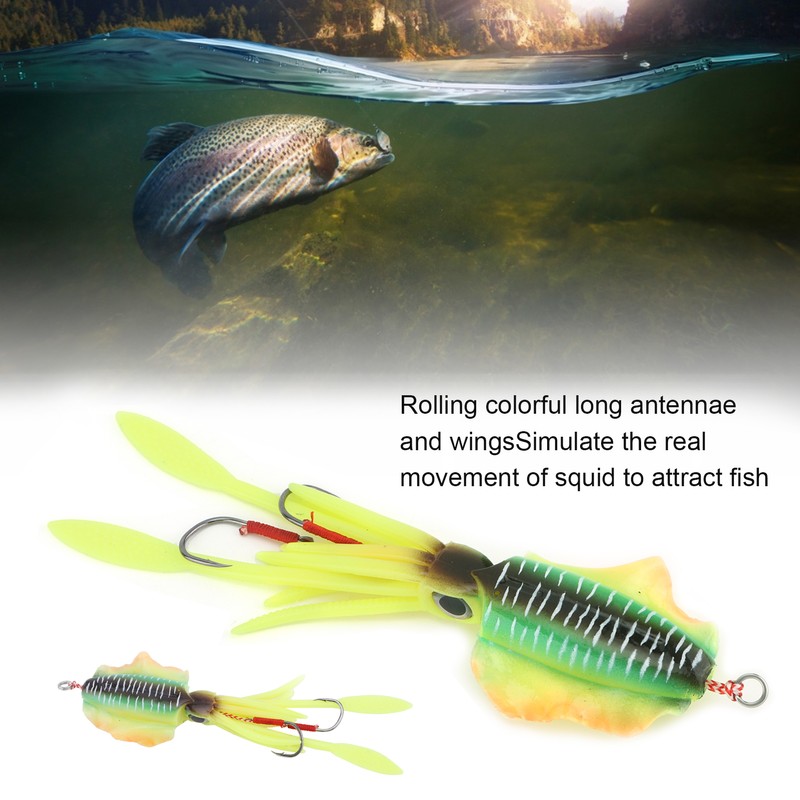 Fishing UV Squid Soft Lure Luminous Octopus Wobbler Bait Squid
