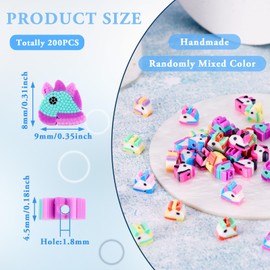 Beadthoven 200Pcs Unicorn Clay Flat Beads Fairy Cute Animals Polymer Clay Beads Spacers for Bracelets Necklaces Jewelry Making DIY Crafts Supplies