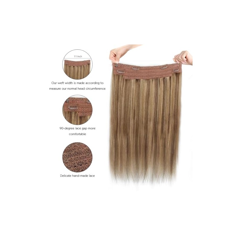 Sassina Extensiones de Cabello con Alambre Invisible, Cabello Humano Real,