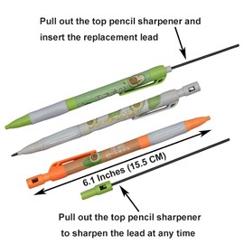 Maydahui 12 PCS Avocado Mechanical Pencil with Sharpener Novelty Fruit Non Sharpening Automatic Pencil with 20 PCS 2B Lead Refills 2.0 mm Plastic for School Writing Drawing