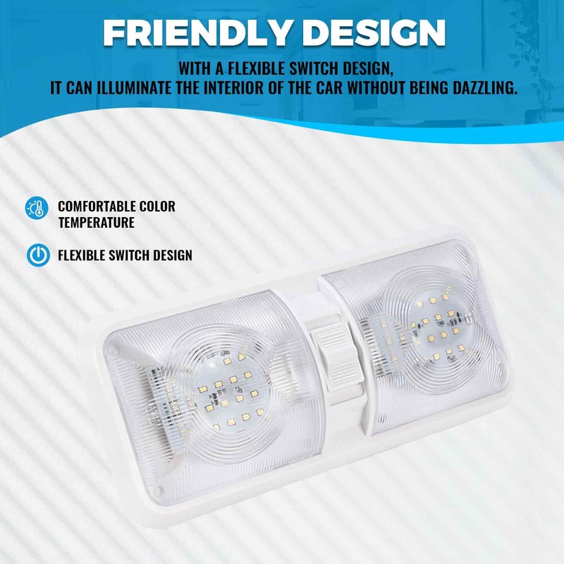 KUAFU 5 Pack RV Ceiling Lights 12V LED Double Dome
