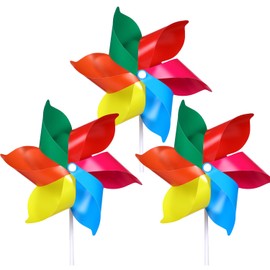 HAICN 24Pcs Plastic Rainbow Pinwheel 6 Leaves Pinwheels Colorful Wind Spinners Lawn Garden DIY Windmill for Fun Carnival Party Decor Children Toys