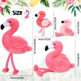 Skylety 18 Inches Flamingo Stuffed Animal with 4 Babies Plush Toys Inside Zippered Tummy Pink Mommy Flamingo Toy Stuffed Animals for Birthday Party Decoration