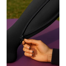 Lalapapa Zipper Compression Socks for Women - Compression Socks with Inner Lining Adjustable 20-30mmHg Graduated Support, Black, L/XL