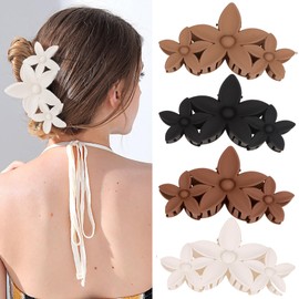 Ondder Flower Hair Clips 4.5 Inch Claw Clips for Women Flower Claw Clips for Thick Hair Cute Flower Hair Clip Large Hair Claw Clip Non Slip Strong Hold Jaw Hair Clips Hair Accessories for Women Girls
