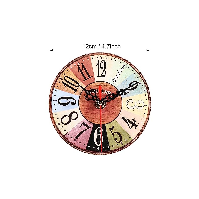 Akozon 5 1 4 Inch Clocks, Style Round Antique MDF