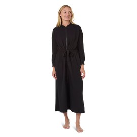 MeMoi Women's Hooded Step-In Half-Zip Robe Sky Blue L