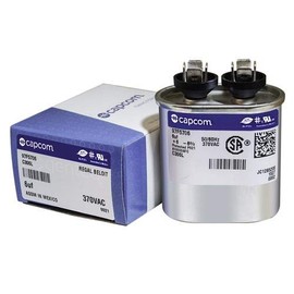 Genteq 97F5706 Capacitor; Polypro Metallized; Cap 6 uF; Tol 6%; Vol-Rtg 370 AC; QC; Motor Run; Oval