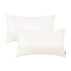 BRAWARM Pack of 2 Ivory White Leather Throw Pillows 12 X 20 Inches, Ivory White Faux Leather Decorative Throw Pillow Covers for Living Room Home Decor Garden Couch Bed Sofa