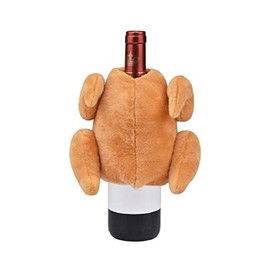 Celebrate Fall Together Dinner Turkey Wine Bottle Cover, Brown, 8inchH x 4inchW x 7inchL