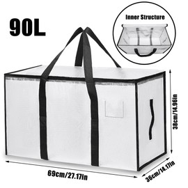 KXF 2 Packs 90L Waterproof Transparent Storage Bag with Drawstring Bag Wardrobe Organiser Foldable Duvet Storage Box with Lid Clothes Storage Moving Boxes with Handle