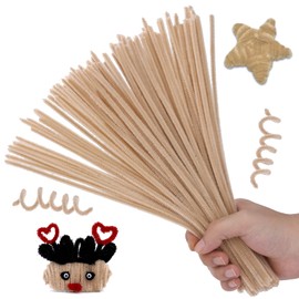 100 Christmas Pipe Cleaners Craft Supplies, Cream Brown Pipe Cleaners Bulk Fuzzy Sticks for DIY Art and Craft Projects Home Decoration