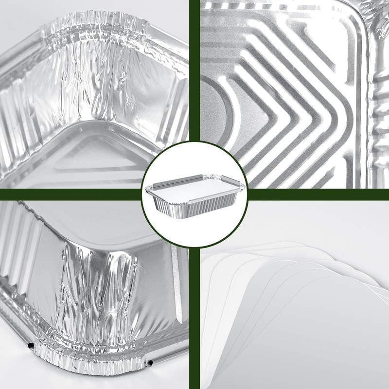 RUIXUE ® Foil Trays with Lids,Aluminium Foil Trays 1750ml/700ml/410ml/10pcs Each,Reusable