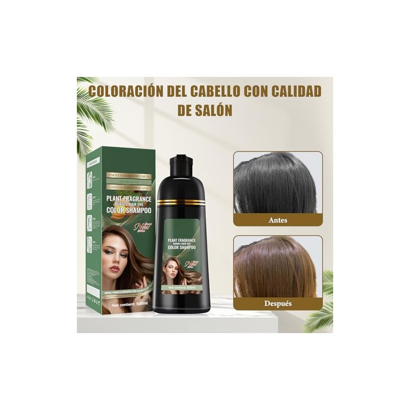 Shampoo para Canas 3 en 1, Shampoo Tinte Instantaneo Cubre