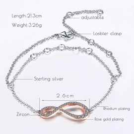 LOVANS 925 Sterling Silver Chains Bracelet Lucky Love Adjustable Bracelet Links Gift for Women Lady (Infinity-1)