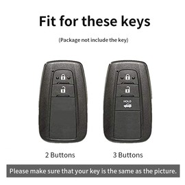 ontto Leather Key Fob Cover Keyring fit for Toyota CHR RAV4 Camry C-HR Corolla Prado Prius 2016 2017 2018 2019 2020 Accessories Zinc Alloy Smart Key Case Shell Key Holder Bag Keychain 3 Buttons Red