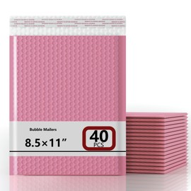 8.5x11 Inch Bubble Mailer 40 Pack, Waterproof Padded Envelopes with Strong Self-Seal Adhesive, Cushioning Shipping Bags with Bright Color for Small Business - Pink