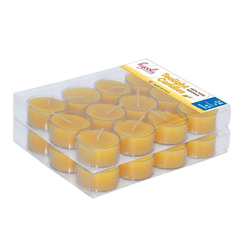 Pure Beeswax Tea Lights - 24 Pack - Handmade Decorative