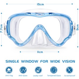 Seago Swimming Mask Swim Goggles for Kids Boys Girls Youth 6-14 8-12 8-14 4-7, Anti-Fog 180° Panoramic View Soft Silicone Skirt Kids Pool Underwater Swimming Goggles with Nose Cover, Snorkel Equipment