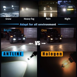 Antline Extremely Bright 50W High Power 880 890 892 893 899 LED Fog Light Bulbs Xenon White for DRL or Fog Lights (Packs of 2)