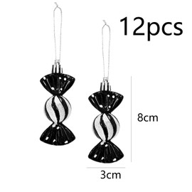 HERZONE 12pcs Christmas Tree Candy Pendant Christmas Tree Decoration Candy Glitter Hanging Christmas Candy Ornaments (Black)