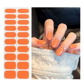 OAUEE Semi Cured Gel Nail Strips | 20 Gel Nail Stickers | Gel Nail Stickers With UV Light Required | Salon Quality, Easy Application And Removal（Pale Orange）