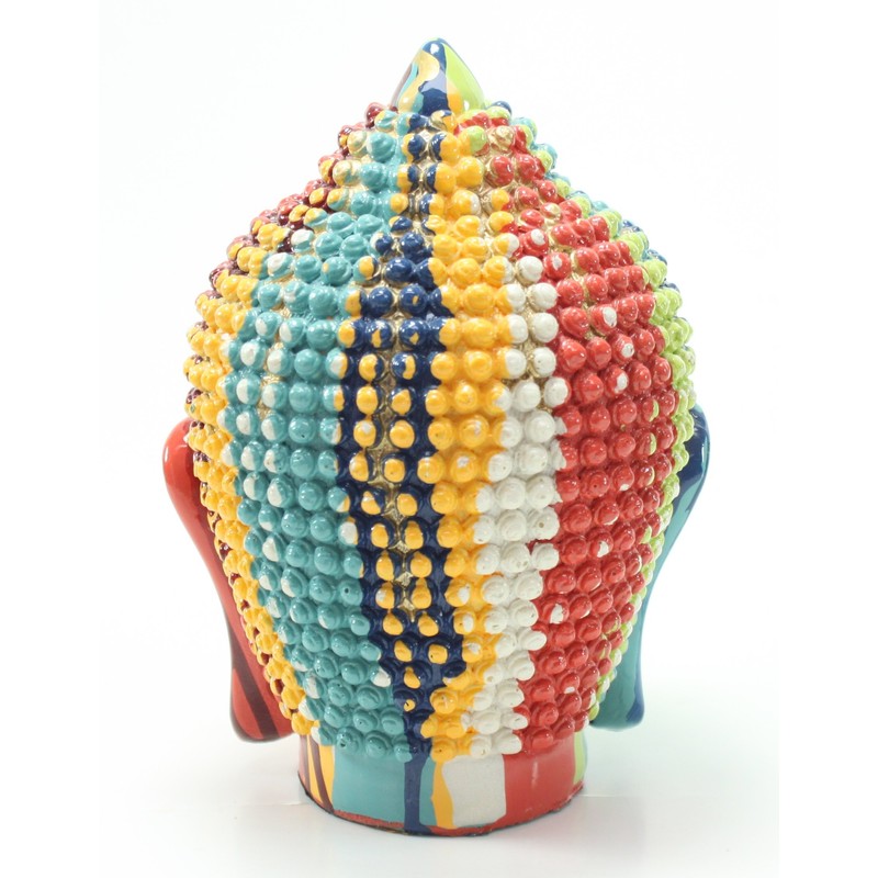 6.5"(H) Colorful Buddha Under The Rainbow Shakyamuni Meditating Buddha Head