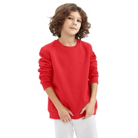 NetSetUK Sweatshirts for Kids Unisex Winter Back to School Crewneck Pullover Jumper Long Sleeve Boys Girls Sweatshirt Jumper Age 3-15 Years Red