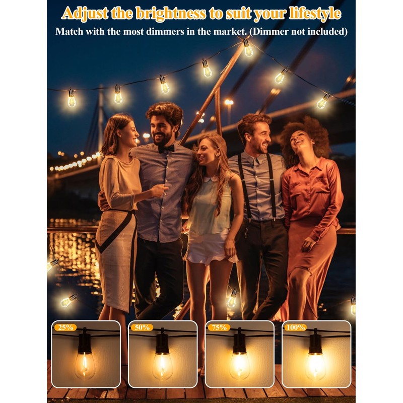 Brightever LED Outdoor String Lights, 75FT Patio Lights with 26