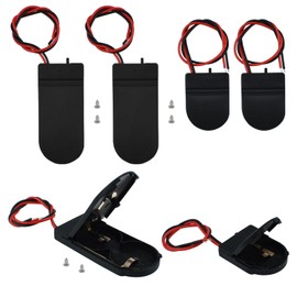 SDTC Tech 6 Pack CR2032 Battery Holder Coin Cell Holder, CR2032 Battery Holder with Switch, CR2032 Button Coin Cell Battery Holder with Leads Wires On Off Switch (Black, 3 x 1 Solt + 3 x 2 Solt
