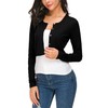 EXCHIC Women's Elegant Long Sleeve Bolero Cardigan with Buttons Round