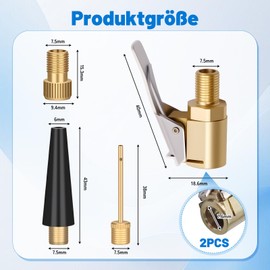 FIGCY Fahrradventil Adapter Set für Fahrradpumpe Autoventil Adapter mit Air Chuck, Hebelstecker, Ballnadeln Ventil Adapter für Fahrradreifen und Sportbälle