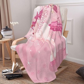 PAAHRYI Children's Cuddly Blanket Pink Unicorn 150 x 200 cm, Cuddly Blanket Unicorn Girls, Rainbow Clouds Horse Print Flannel Fleece Blanket for Couch Living (130 x 150 cm, C)