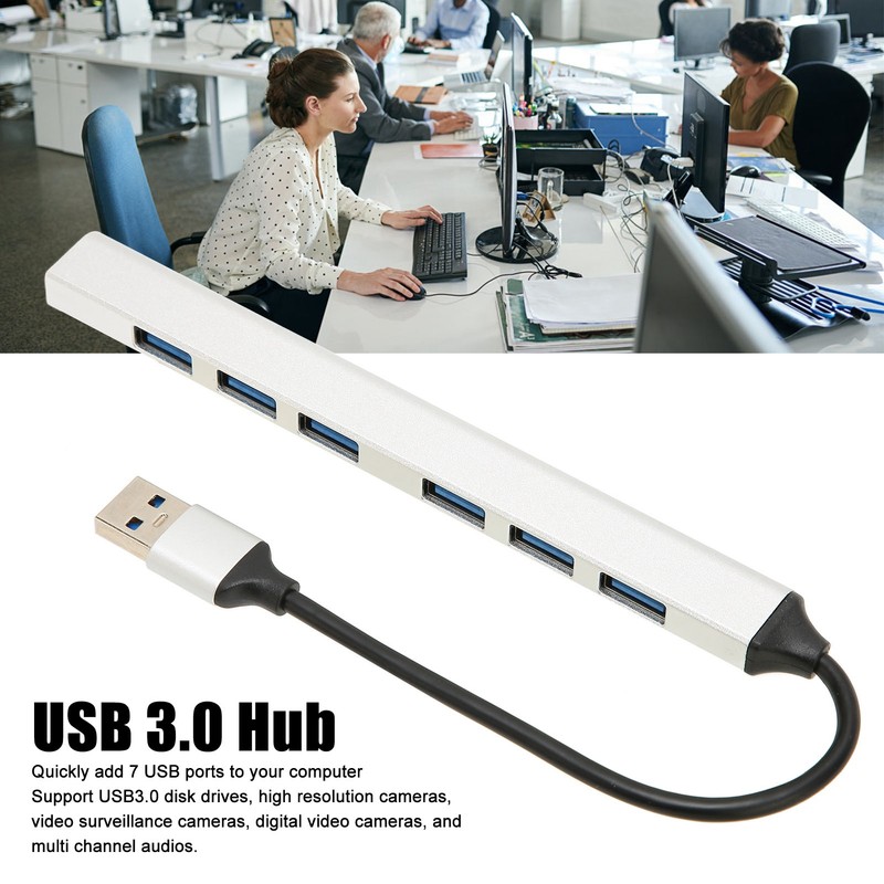USB 3.0 Hub 7 Ports 5Gbps Fast Transmission Aluminium Alloy