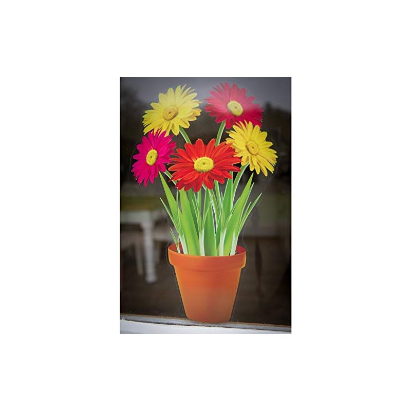 Stickers4 Gerberas in a Pot Static Cling Window Sticker -