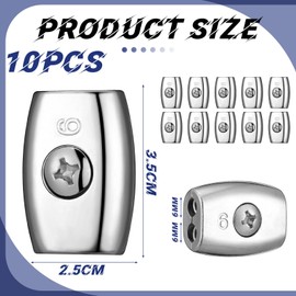 Moxweyeni 10 Pcs Electric Rope Connectors 6 mm Poly Rope Connector Electric Fence Connectors Heavy Duty Wires Splicer Galvanized Steel for Agricultural Fencing Connection