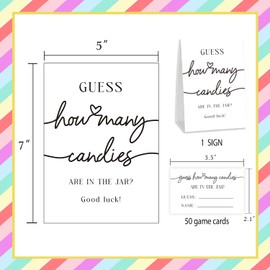 ZAQTS Minimalism How Many Candies Game, Baby Shower Games, Pack 1 Sign and 50 Game Cards, Baby Shower Decoration, Party Games Activities(zjcg04)