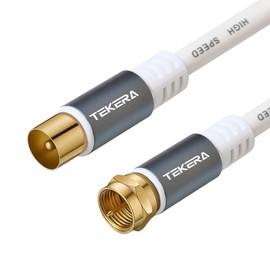 Coaxial Cables, TEKERA PAL to F-Type TV Antenna Cable with Gold-Plated Connectors, Coax Cables for TV, Radio Scanner, Car Transmitter, CB Radio, RF Device and More 10M