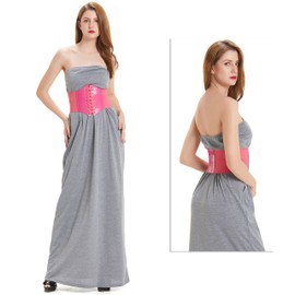 HANERDUN Lace-up Corset Elastic Retro Cinch Belt Waist Belt Four Sizes, Pink, L