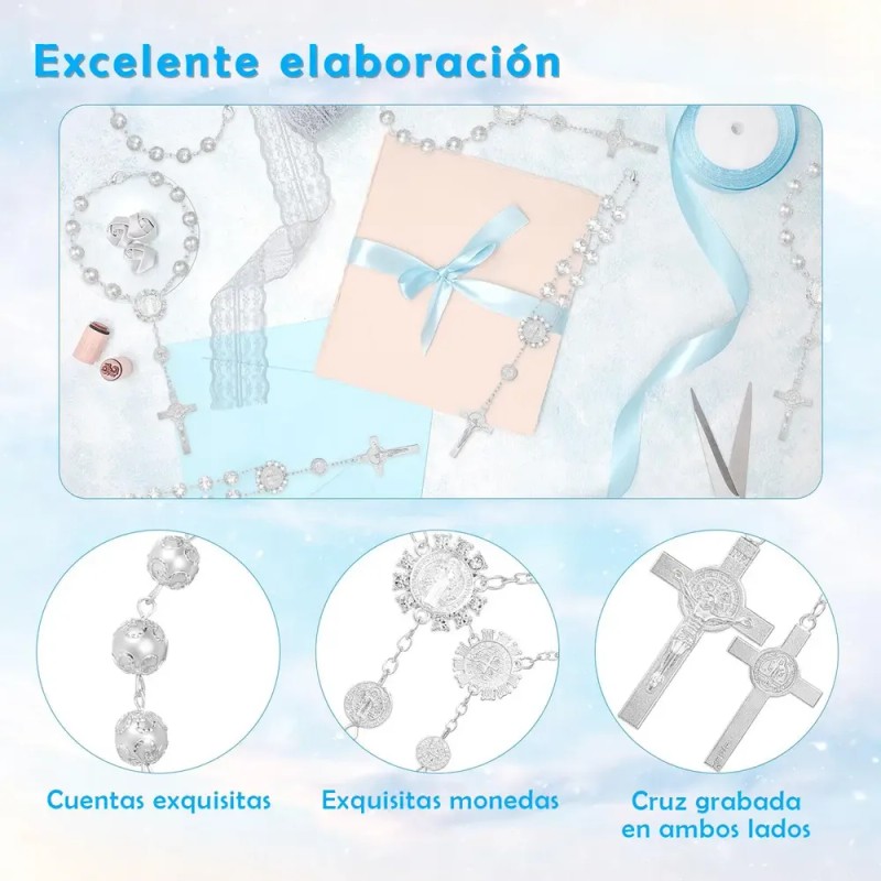 L 20 Pulseras De Rosario For Bautizo Con Cruz Y