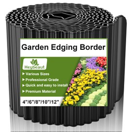 Heybeaut Corrugated Metal Garden Edging - 6" x40' Color-Coated Steel Border, Durability Easy to Cut, Easy Installation & Stability, Ideal for DIY Flower Beds, Pathways and Patio Design Black