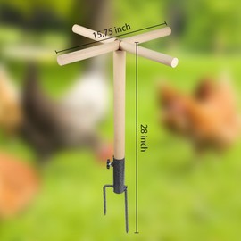 Kalekey Chicken Perch Toy for Coop, Roosting Bar for Chicken Coop Toys, Chicken Perch Stand Wooden with Metal Ground Plug, Suitable for Poultry Rooste