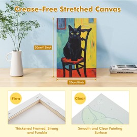 Lxmsja Paint by Numbers Kit for Adults Beginner Children with Frame, Cat Adult Kids' Paint by Numbers Kits on Canvas, Color by Numbers for Adults Children, Gifts for Women Home Decor, 8x12in