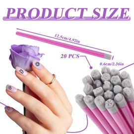Yitexin 20 Pieces Nail Art Stamp Pen Set with Different Patterns, Craft Nail Stamping Pen for Women Manicures, Butterfly Flower Rose Design Stamp Pencil Stamper Tools Kit for Home Salon DIY (Pink)