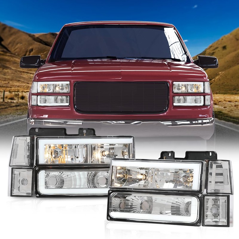 DOTCOM LED Headlights w/Bulbs Pair,Compatible with 1994-1999 GMC C1500 K1500