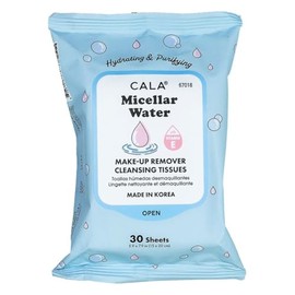 CALA Makeup Remover Cleansing Tissues: Micellar Water (30 Sheets) - Hydrating, Gentle Wipes for a Clean, Radiant Complexion, Safe for All Skin Types