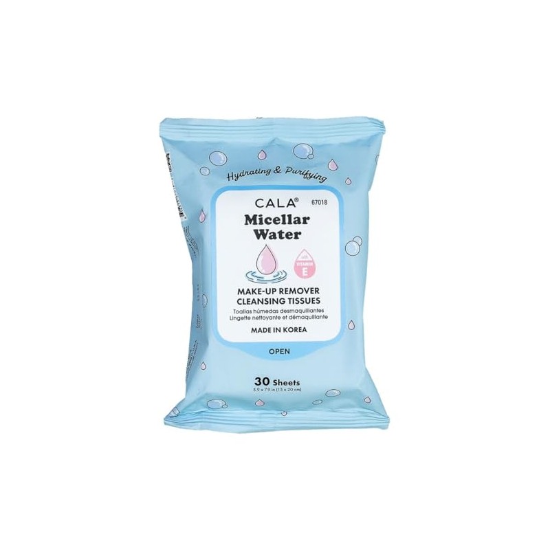 CALA Makeup Remover Cleansing Tissues: Micellar Water (30 Sheets) -