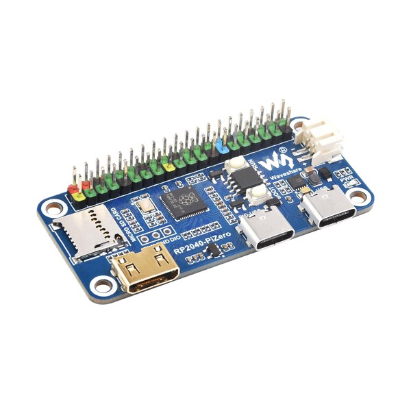 RP2040-PiZero Microcontroller Board Based on Raspberry Pi RP2040 Chip, Onboard DVI Interface, TF Card Slot and PIO USB Port, Compatible with Raspberry Pi 40PIN GPIO Header