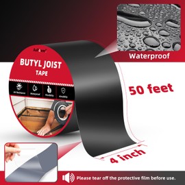 AxPower 4 Rolls Joist Tape for Decking 4" x 50', Weather-Resistant Butyl Deck Joist Tape, Waterproof and Anti-Corrosion Deck Tape, Self Adhesive Deck Flashing Tape for Wood Decks Beams Roof